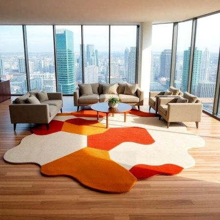 Handcrafted Abstract Color Block Living Room Rug